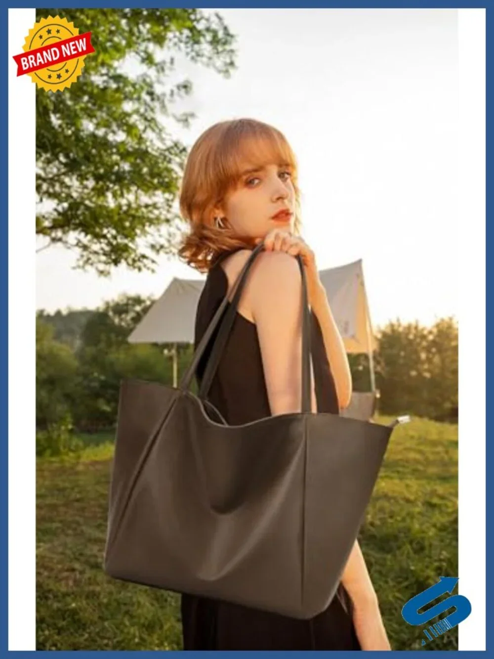 Vegan Leather Tote Bag 16L Soft Slouchy Hobo Shoulder Purse Work Weekender